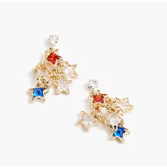 NWT J. Crew Red, White & Blue Dangly Star Patriotic Earrings - Picture 1 of 5